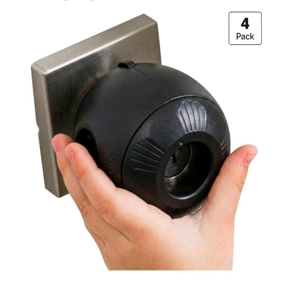 Child Safety Door Knob Cover (4 Pack) Hard-To-Remove Dual-Lock Door Handle Cover